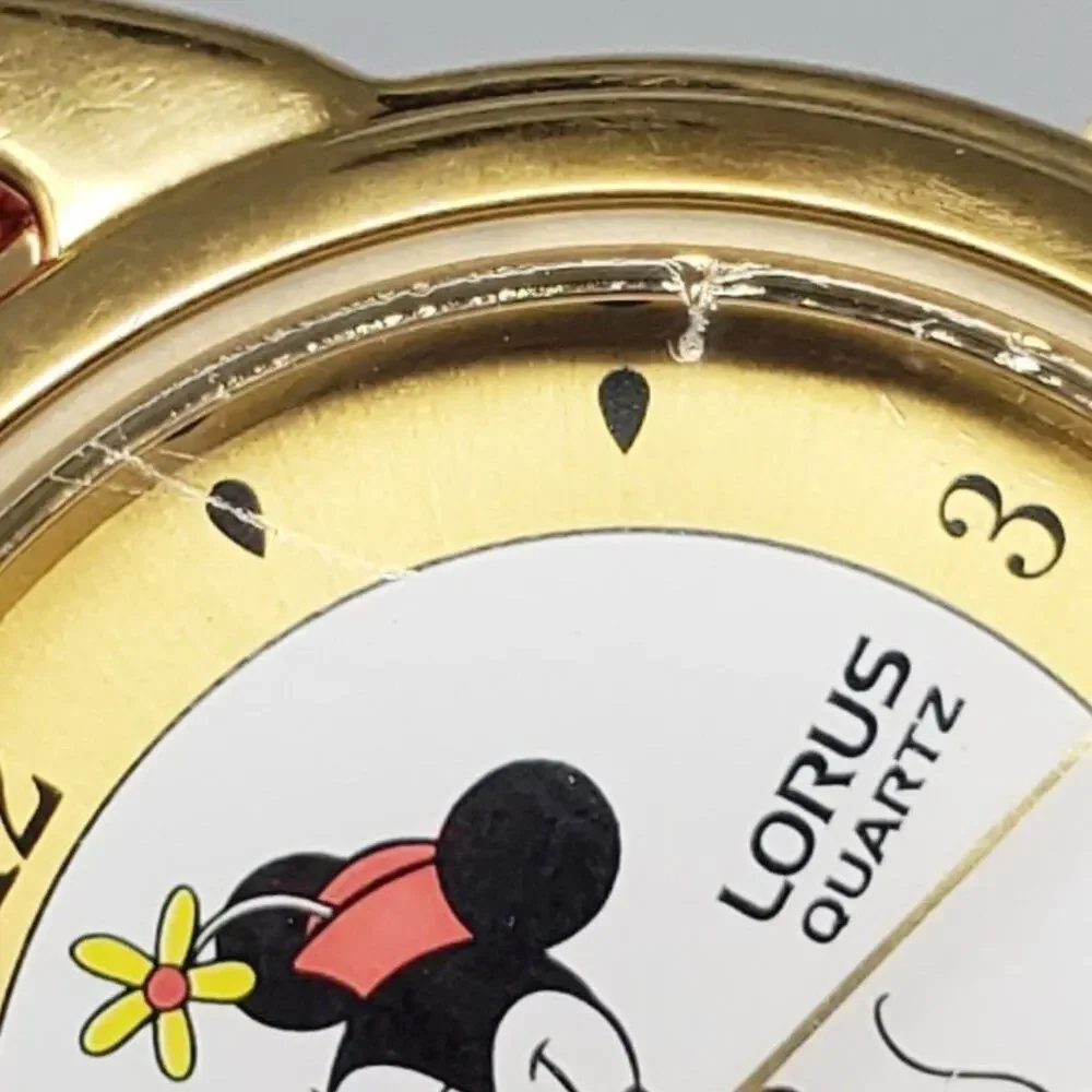 Disney X Lorus Minnie Mouse Gold Quartz Watch Vintage Rare H2F